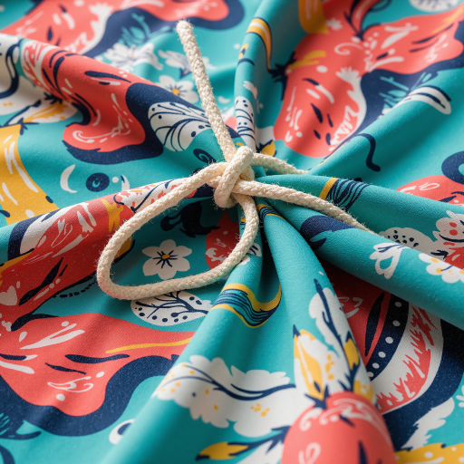 Floral printed drawstring bag, lightweight fabric, casual style, bright background