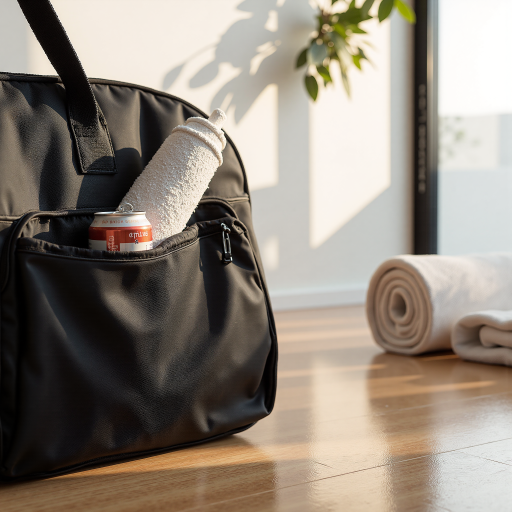 Black soft cooler bag, collapsible, travel friendly, camping background
