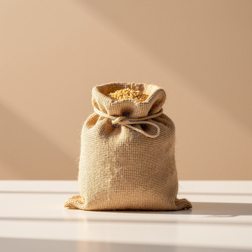 Natural jute tote bag, rustic texture, eco-friendly material, earth tone background