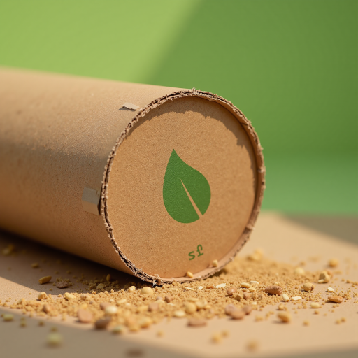 Recycled brown paper bag, eco-friendly message, simple design, natural setting