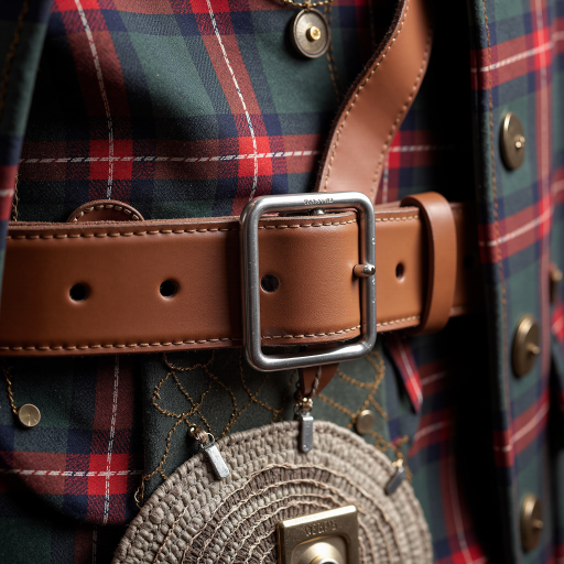 Tartan check woven satchel, plaid pattern, leather accents, classic style